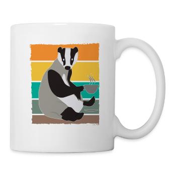 Dachs mit Heißgetränk - Tasse - Weiß - Rechts