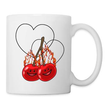 fiery cherries cherry hot fruit hearts - Mug - white - Right