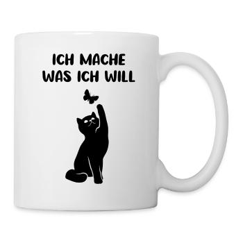 Katze Und Schmetterling Lustiger Spruch Geschenk - Tasse - Weiß - Rechts