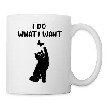 Chat et papillon Drôle de dicton Cadeau - Mug blanc - blanc - Droite