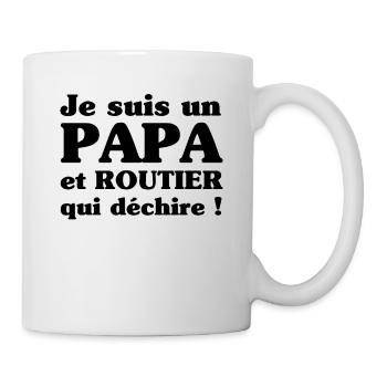 je suis un papa et routier qui déchire - Mug blanc - blanc - Droite