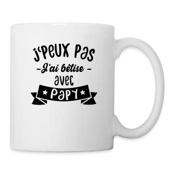 Je peux pas j'ai bêtise avec papy - Mug blanc - blanc - Droite