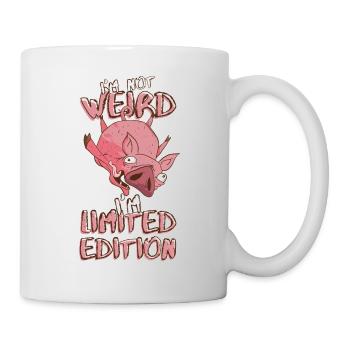 Cartoon Schwein im Sturzflug - Limited Edition - Tasse - Weiß - Rechts