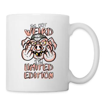 Cartoon Pig with Middle Finger - Limited Edition - Mug - white - Right