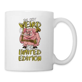Cooles Cartoon Schwein - Limited Edition - Spruch - Tasse - Weiß - Rechts