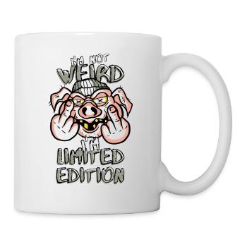 Cartoon Pig with Middle Finger - Limited Edition - Mug - white - Right