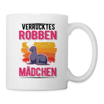 Verrücktes Robbe Mädchen Seelöwe - Tasse - Weiß - Rechts