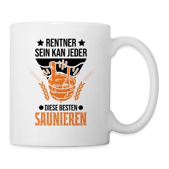 Sauna Rentner Saunieren Opa Saunagänger - Tasse - Weiß - Rechts