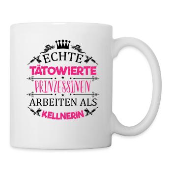 Tätowierte Prinzessin arbeitet als Kellnerin / Fun - Tasse - Weiß - Rechts