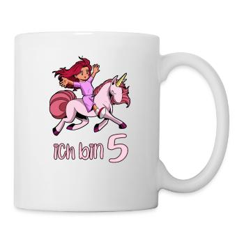 Geburtstagsshirt Einhorn - 5 Geburtstag Mädchen - Tasse - Weiß - Rechts