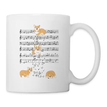 Corgi Hund Musik Noten Geschenk - Tasse - Weiß - Rechts