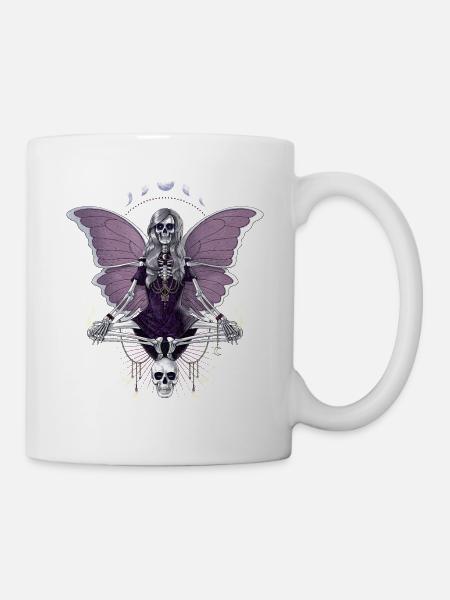 Gothic-Skelett mit Schmetterlingsflügeln - Tasse - Weiß