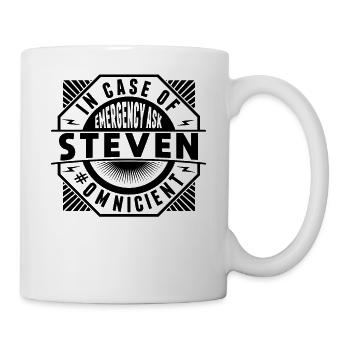 En cas d’urgence, demandez à Steven - Mug blanc - blanc - Droite