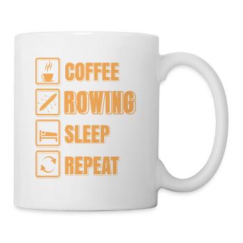 Funny Coffee Rowing Sleep Repeat T-Shirt Present - Mug - white - Right