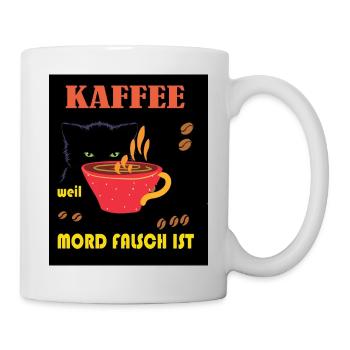 Katze mit Kaffee im Retro Vintage Stil Miau! - Tasse - Weiß - Rechts