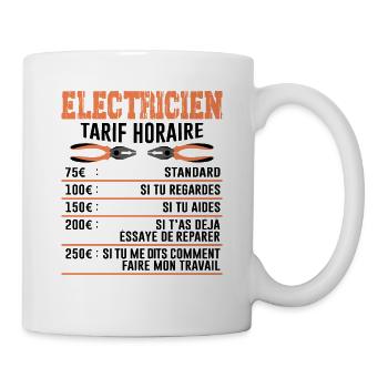 Le Tarif Horaire D'un Électricien - Mug blanc - blanc - Droite