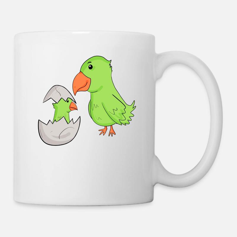 Papagei mit Baby Papagei - Tasse - Weiß