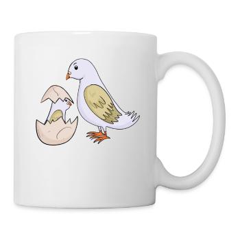 Pigeon with baby pigeon - Mug - white - Right
