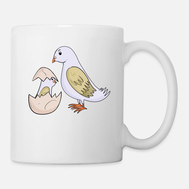 Pigeon with baby pigeon - Mug - white