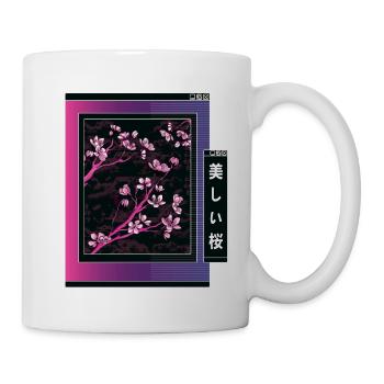 Vaporwave Esthétique Fleur de Cerisier Japon Japonais - Mug blanc - blanc - Droite