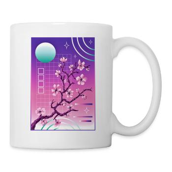 Vaporwave Esthétique Fleur de Cerisier Japon Japonais - Mug blanc - blanc - Droite