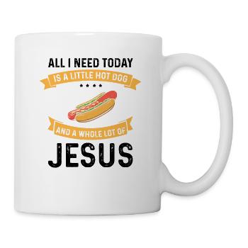 Jesus and Hot Dog God Christ Christian - Mug - white - Right