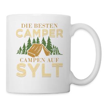 Die besten Camper campen auf Sylt Möwe In Nordsee - Tasse - Weiß - Rechts