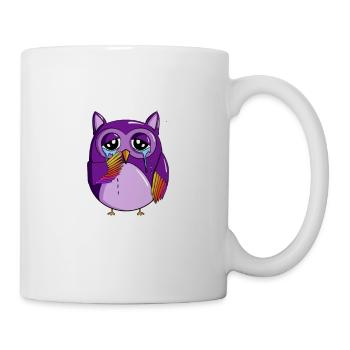 Traurige kleine Dicke Violette Eule mit Spruch Eul - Tasse - Weiß - Rechts