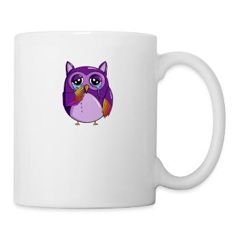 Traurige kleine Dicke Violette Eule mit Spruch Eul - Tasse - Weiß - Rechts
