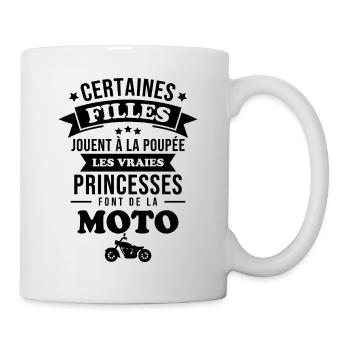 Les vraies princesse font de la moto - Mug blanc - blanc - Droite