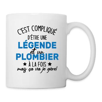 Une légende et un plombier à la fois - Mug blanc - blanc - Droite