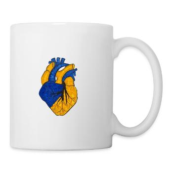 Ukrainisches Herz. Die ursprüngliche Flagge der Ukraine. - Tasse - Weiß - Rechts