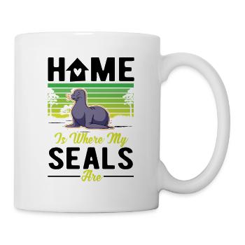 La maison est l’endroit où mes phoques sont des phoques lions de mer - Mug blanc - blanc - Droite