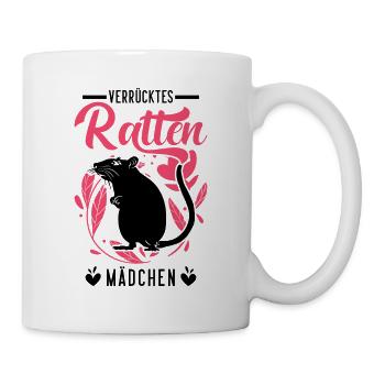 Verrücktes Ratten Mädchen - Tasse - Weiß - Rechts
