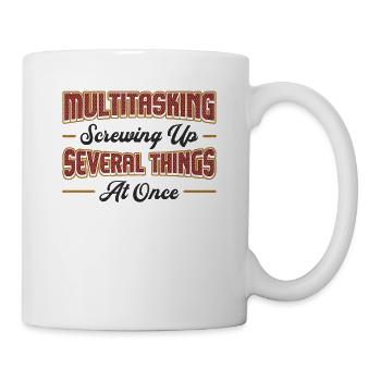Multitasking-Aufschrauben mehrerer Dinge - Tasse - Weiß - Rechts