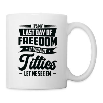 Bachelor Drinking Freedom Titties Bachelor Party - Mug - white - Right