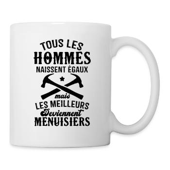 Les meilleurs hommes deviennent menuisiers - Mug blanc - blanc - Droite