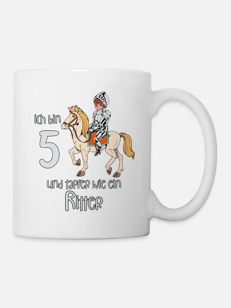 Geburtstagsshirt Ritter - 5 Geburtstag Junge - Tasse - Weiß
