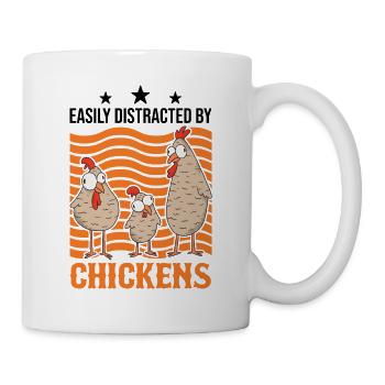Facilement distrait par Chickens Hühner - Mug blanc - blanc - Droite