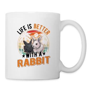 Life is better with a Rabbit Häschen Kaninchen - Mug - white - Right