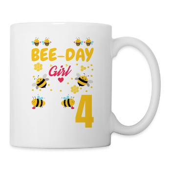This bee day girl is now 4. 4. - Mug - white - Right