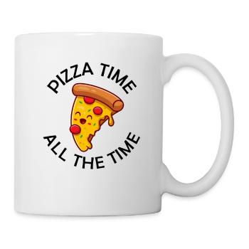 Pizza Time All The Time Lustiger Pizza Spruch - Tasse - Weiß - Rechts
