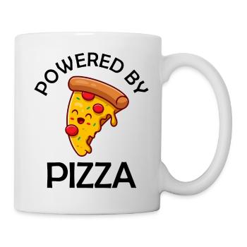 Powered By Pizza Lustiger Pizza Spruch - Tasse - Weiß - Rechts