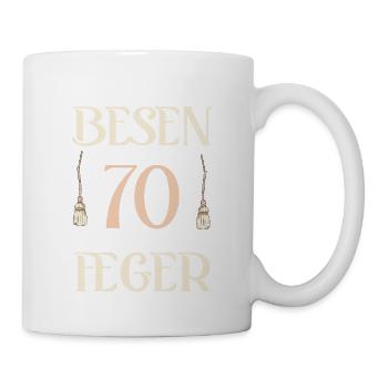 Alter Besen Flotter Feger 70 Jahre 70. Geburtstag - Tasse - Weiß - Rechts