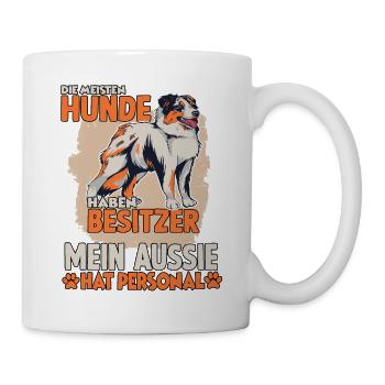 Australian Shepherd Hundebesitzer lustiges Aussie - Tasse - Weiß - Rechts