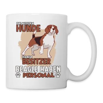 Beagle Hundebesitzer lustiges Jagdhund Gassi - Tasse - Weiß - Rechts