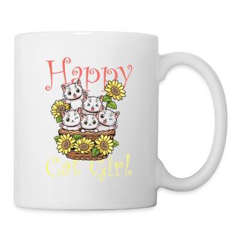 Chat chat heureux Chat Chaton - Mug blanc - blanc - Droite