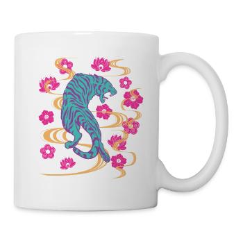 Tiger Vaporwave Aesthetic Streetwear - Mug - white - Right