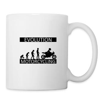 Evolution Motorcycling Motorradfahrerin Biker - Tasse - Weiß - Rechts