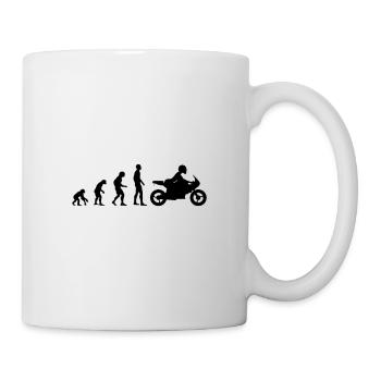 Evolution Motorcycling Motorradfahrerin Bikerin - Tasse - Weiß - Rechts